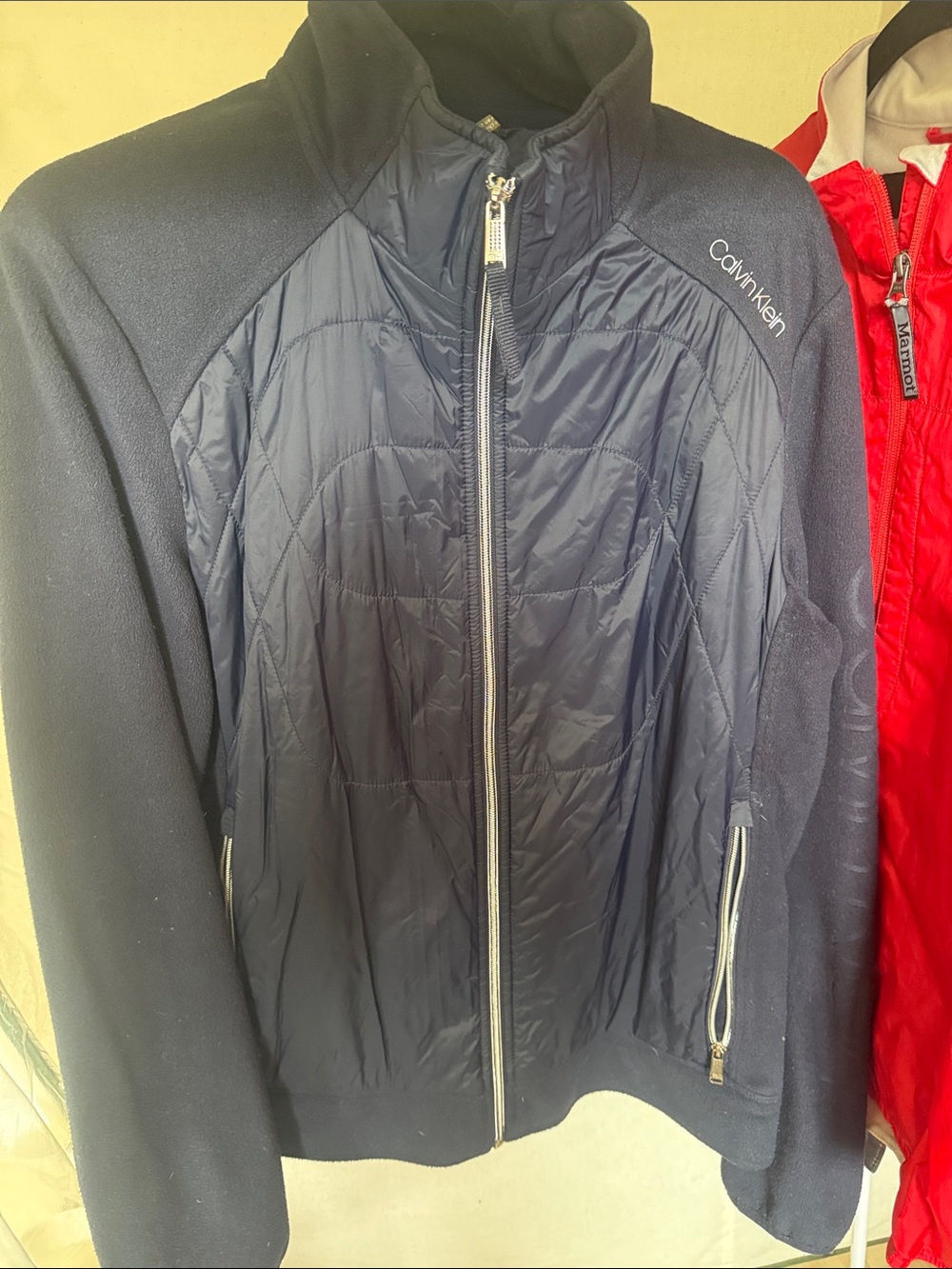 Calvin Klein Navy Hybrid Quilted Fleece Jacket